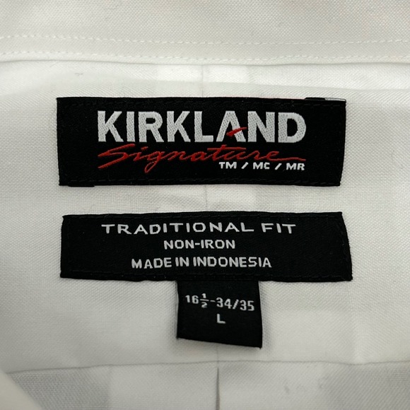 Kirkland Dress Shirt 16.5 34/35 White Traditional Fit Non-Iron Button Down New - Picture 5 of 7